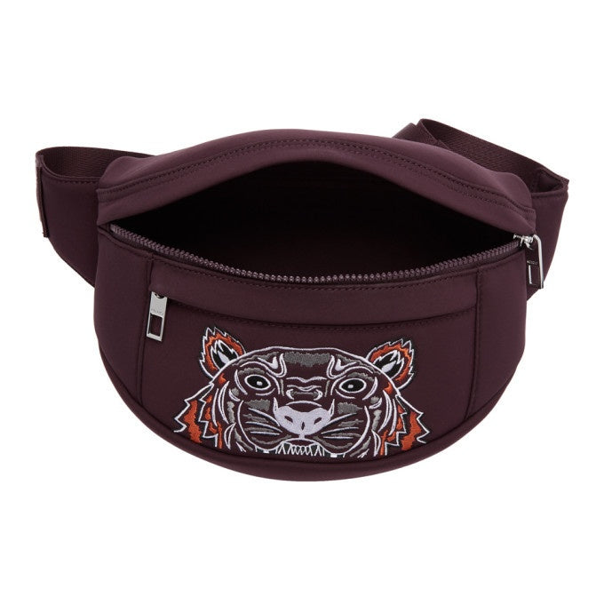 K.E.N.Z.O Burgundy Neoprene Tiger Bumbag