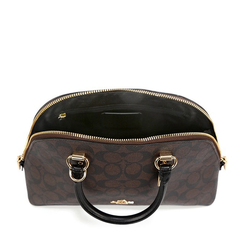 COACH Crossgrain Katy Satchel Bag with Detachable Strap for Shoulder/Crossbody Wear in Elegant Black