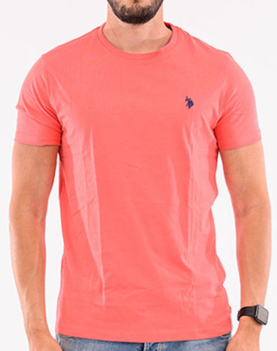 U.s P.o-L.O A.S.S.N. Men's Round Neck Short sleeve T-Shirt Tricou Coral