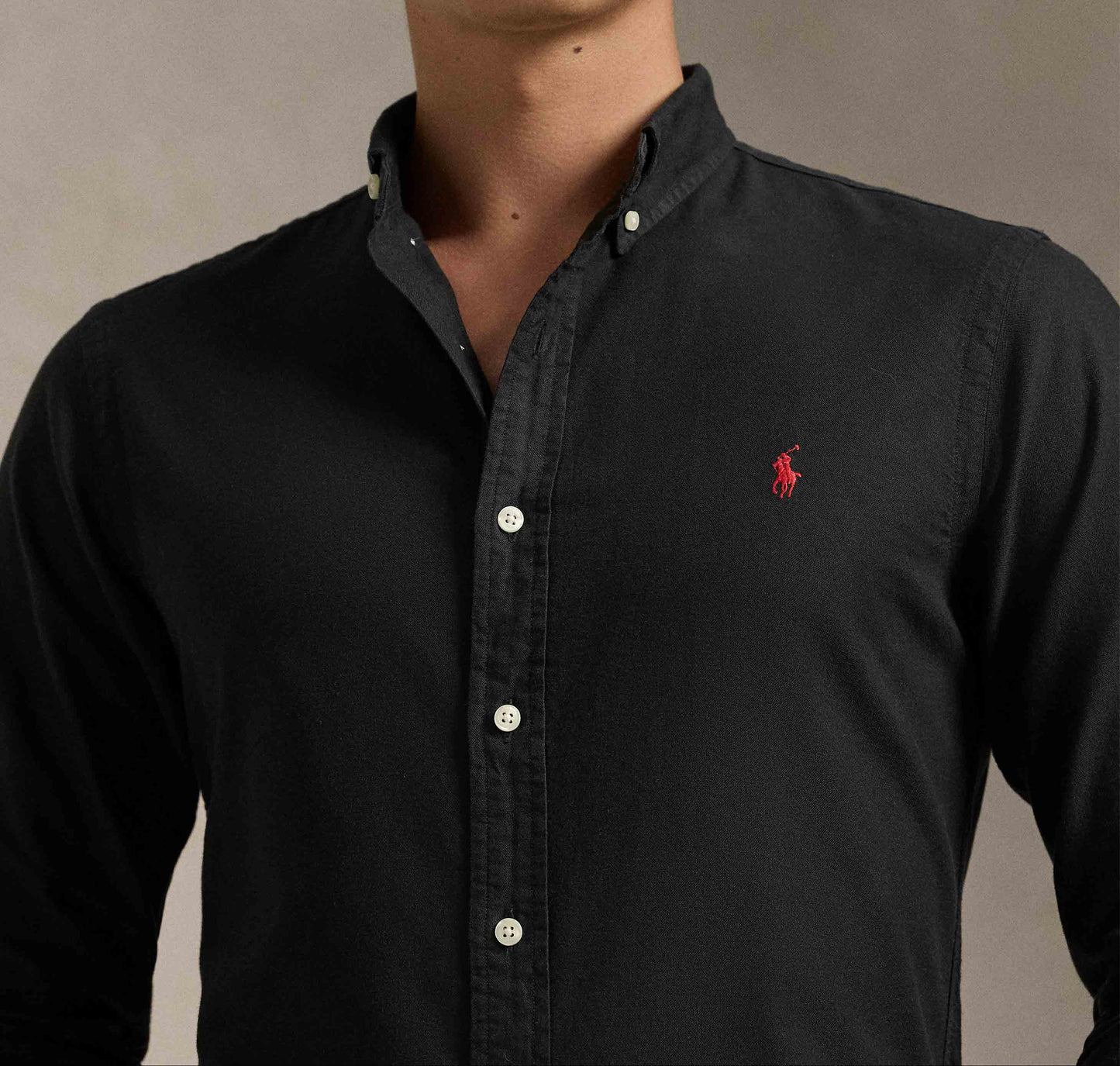 P.o.L.O R.A.L.P.H L.A.U-R.E.N Garment-Dyed Oxford Shirt Custom Fit Black