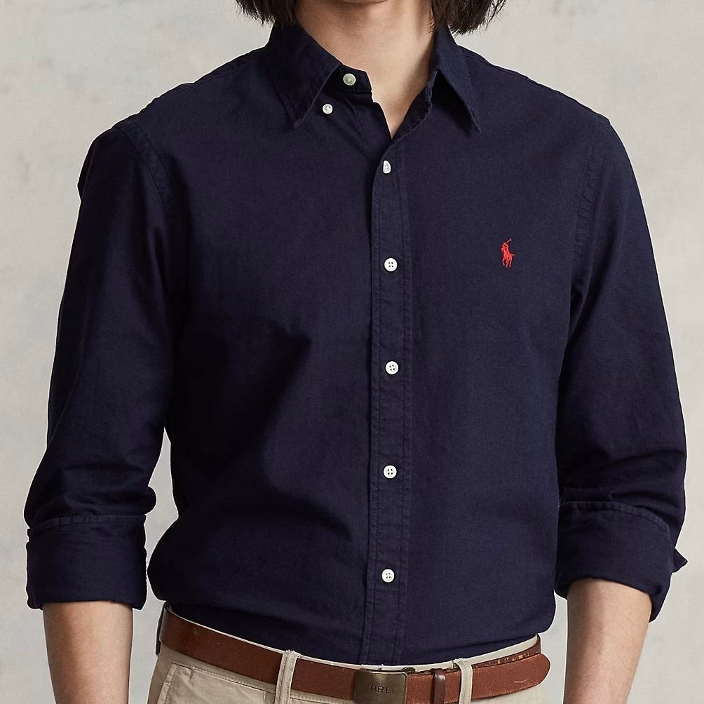 P.O.L.O R.A.L.P.H L.A.U.R.E.N Garment-Dyed Oxford Shirt Custom Fit RL Navy