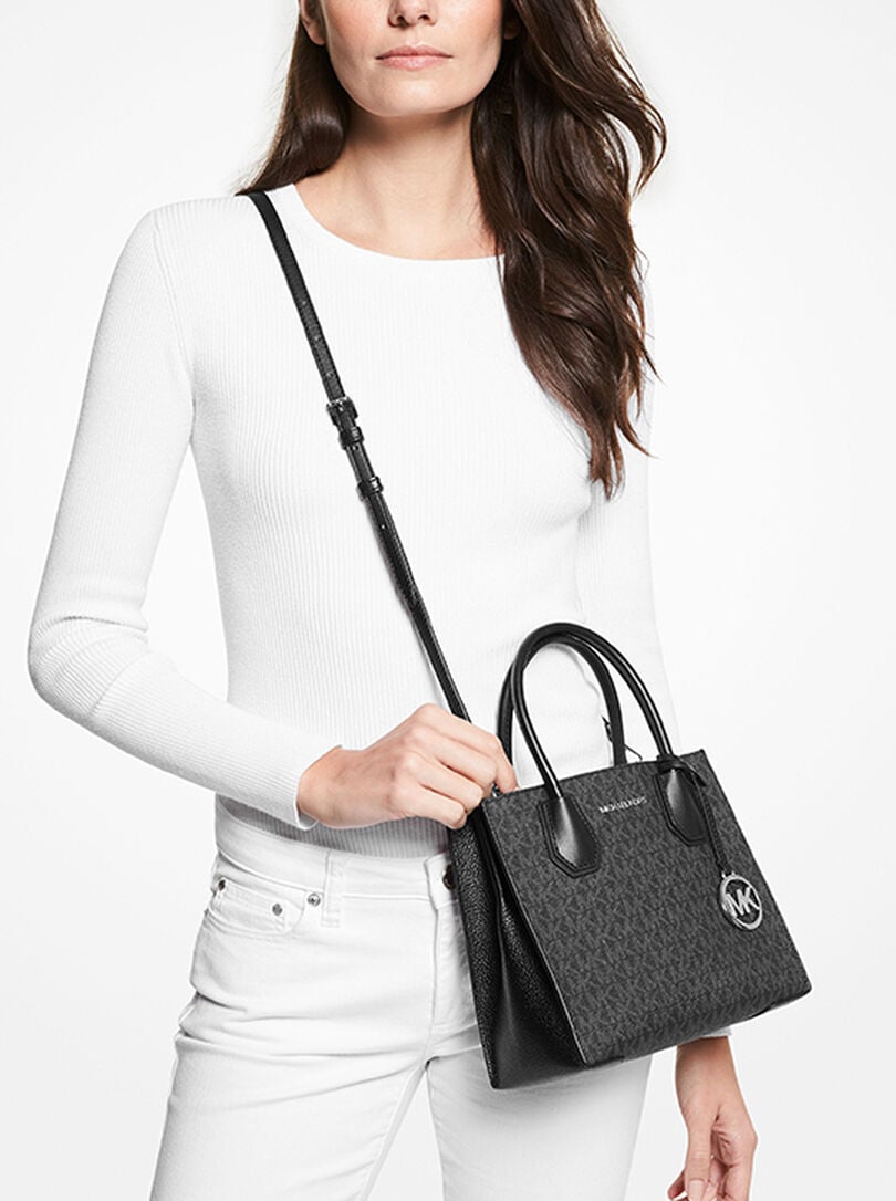 M.I.C.H.A.E.L K.O.R.S Mercer Medium Logo and Leather Accordion Crossbody Bag
