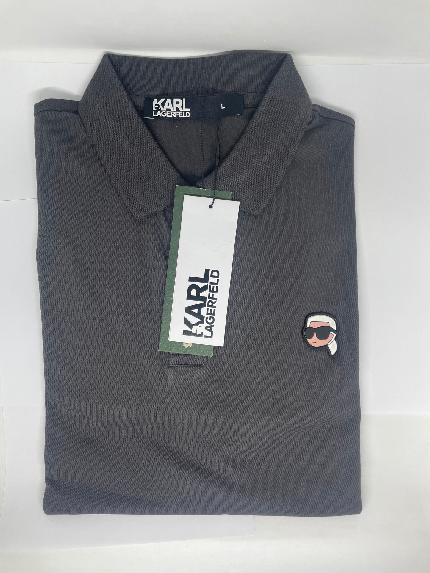 K.a.R.L L.A.G.E.R.F.E.L.D Logo Gray Polo Shirt