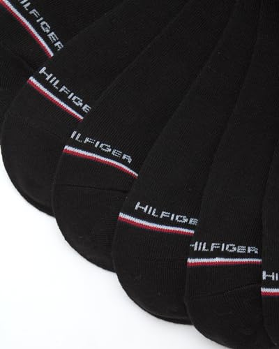 T.o.m.m.y H.i.l.f.i.g.e.r Cotton Cushion Quarter Cut Socks Pack of 3 Black With T.o.m.m.y H.i.l.f.i.g.e.r letting from front and with TH logo from the side