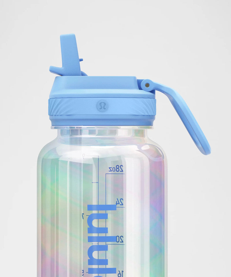 L.U.L.U.L.E.M.O.N Back To Life Clear Bottle 32oz Straw Lid Iridescent