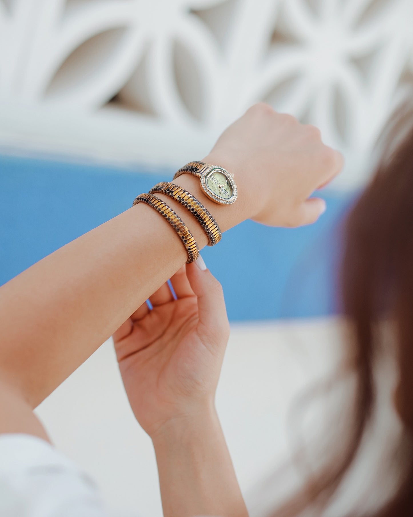 J.U.S.T C.A.V.A.L.L.I Wrap-Around Analogue Watch