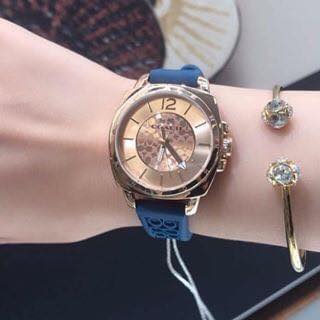 C.O.A.C.H Boyfriend Watch ROSE GOLD - TURQUOISE