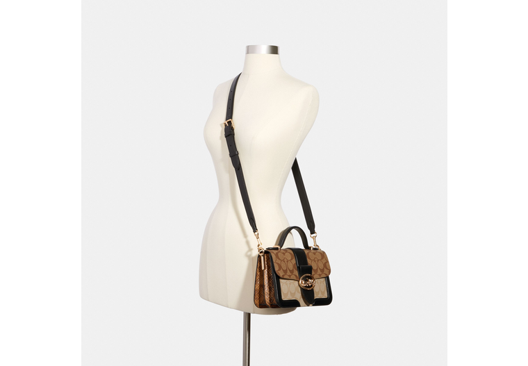 C.O.A.C.H. Small Georgie Top Handle In Blocked Signature Canvas Bag