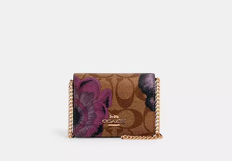 C.O.A.C.H Mini Wallet In Signature Canvas With Kaffe Fassett Print