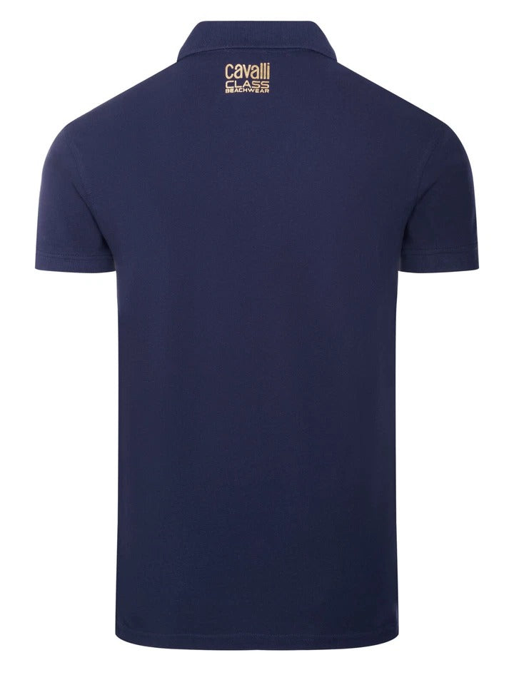 C.a.V-A.L.L.I C.L.A.S.S Dark Blue short sleeve polo with lettering "C.a.v.a.l.l.i C.l.a.s.s"