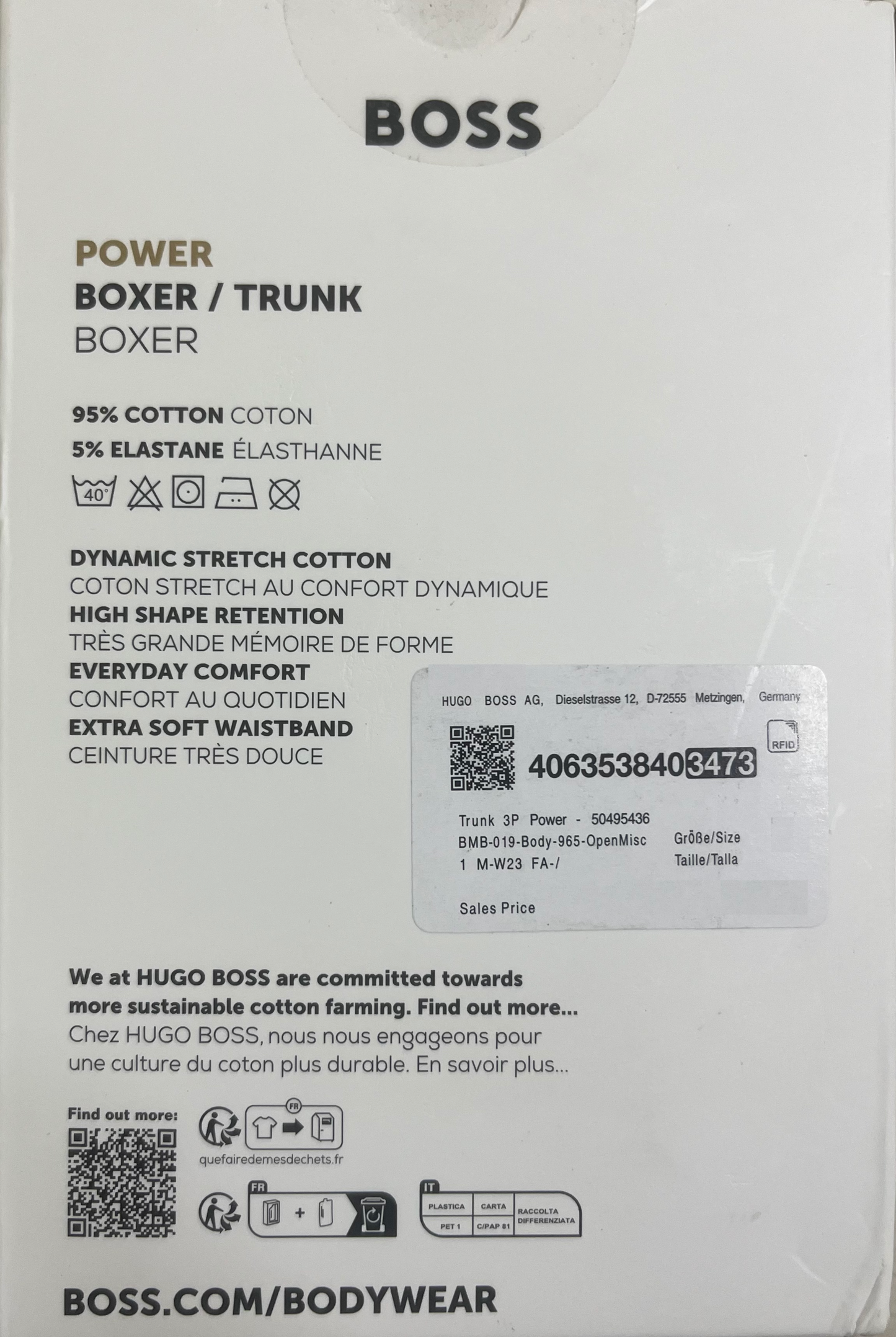 BoSS 3 Pack Power boxer / Trunks cotton stretch - Multi colors