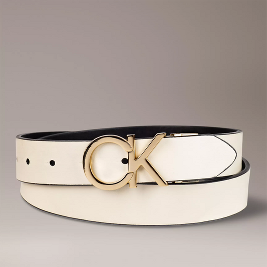 CALVIN KLEIN Monogram Logo Plaque Reversible Belt