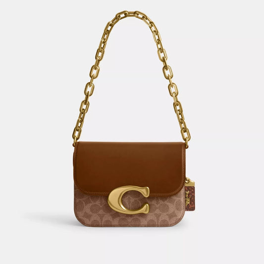 C.O.A.C.H IDOL BAG IN SIGNATURE CANVAS WITH SNAKESKIN DETAIL CROSSBODY BAG