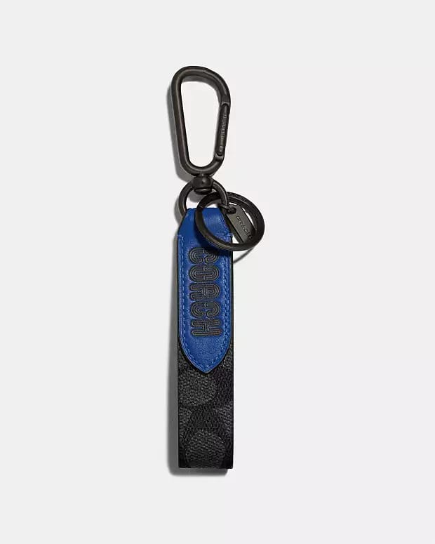 C.O.A.C.H Loop Key Fob In Colorblock Signature Canvas With Coach Print