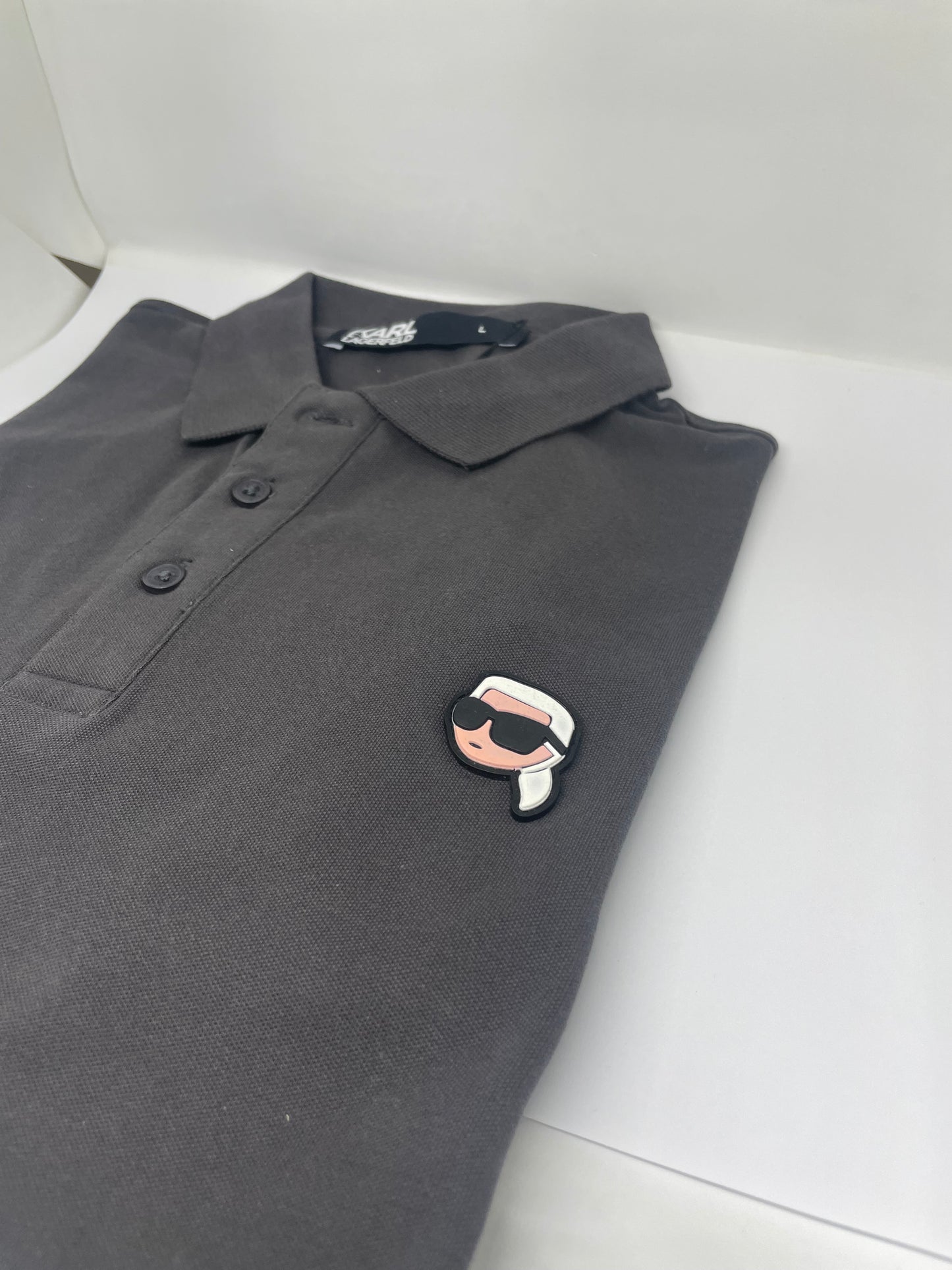 K.a.R.L L.A.G.E.R.F.E.L.D Logo Gray Polo Shirt