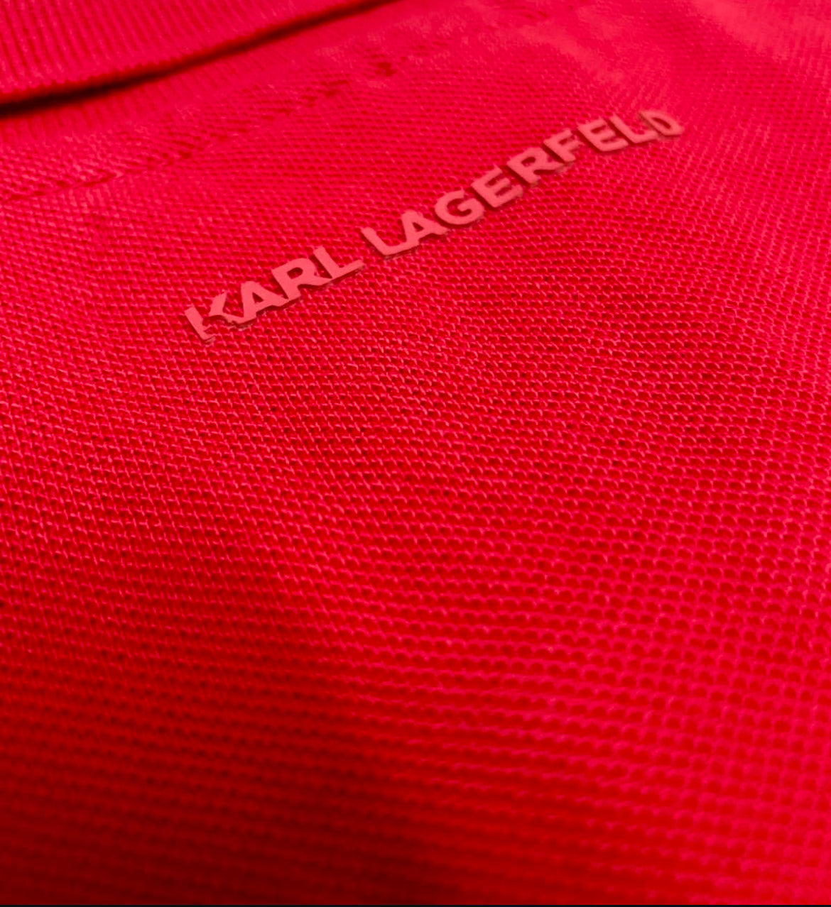 K.a.R.L L.A.G.E.R.F.E.L.D Logo Signature Red Polo Shirt