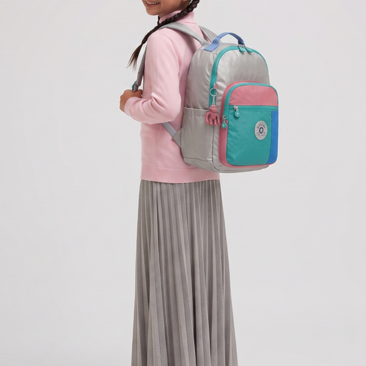K.I.P.L.I.N.G Laptop KI5210 METALLIC SILVER SPLICING School Backpack