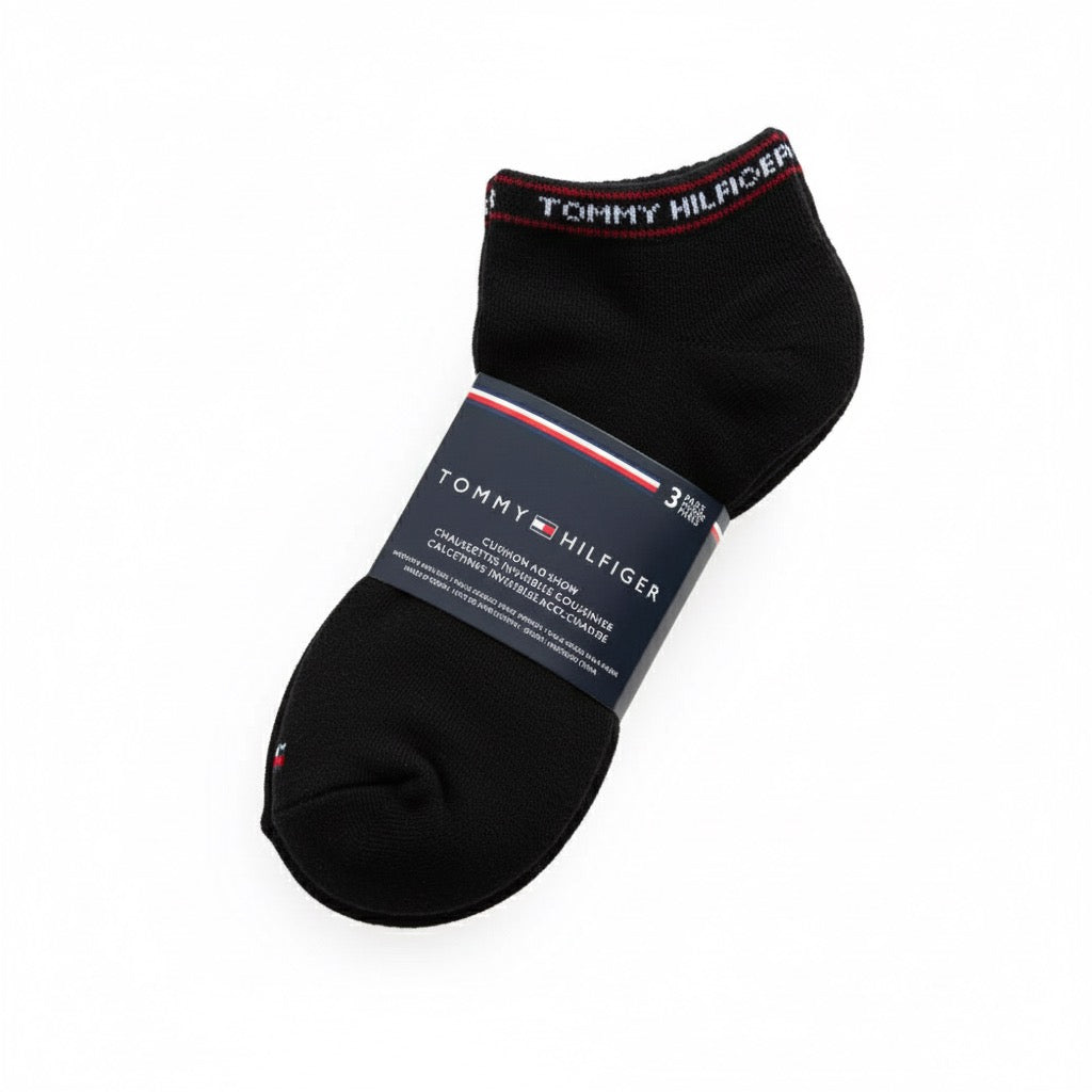 T.o.m.m.y H.i.l.f.i.g.e.r Cotton Cushion Quarter Cut Socks Pack of 3 Black