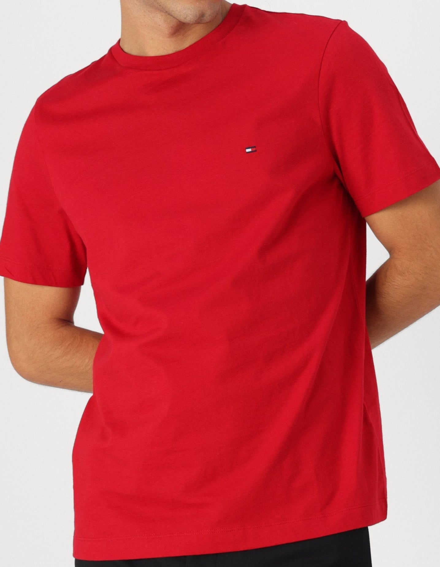 T.o.M.M-Y H.I.L.F.I.G-E.R Men's Crewneck Flag T-Shirt Red