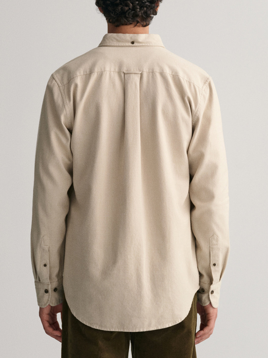 G.a.N-T. Reg Herringbone Flannel Shirt Cold Beige Regular Fit