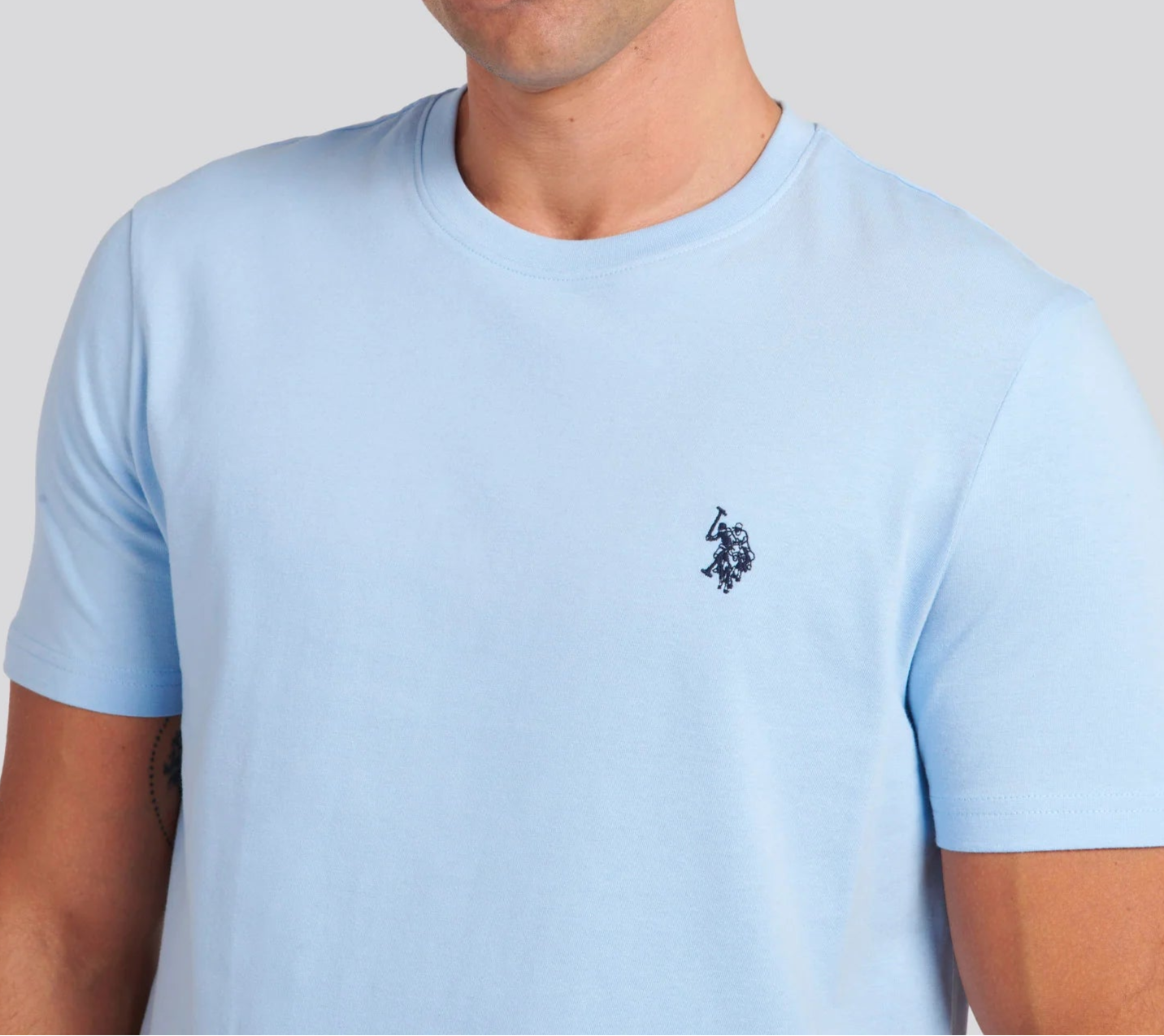 U.s P.o-L.O A.S.S.N. Men's Round Neck Short sleeve T-Shirt Chambray Blue