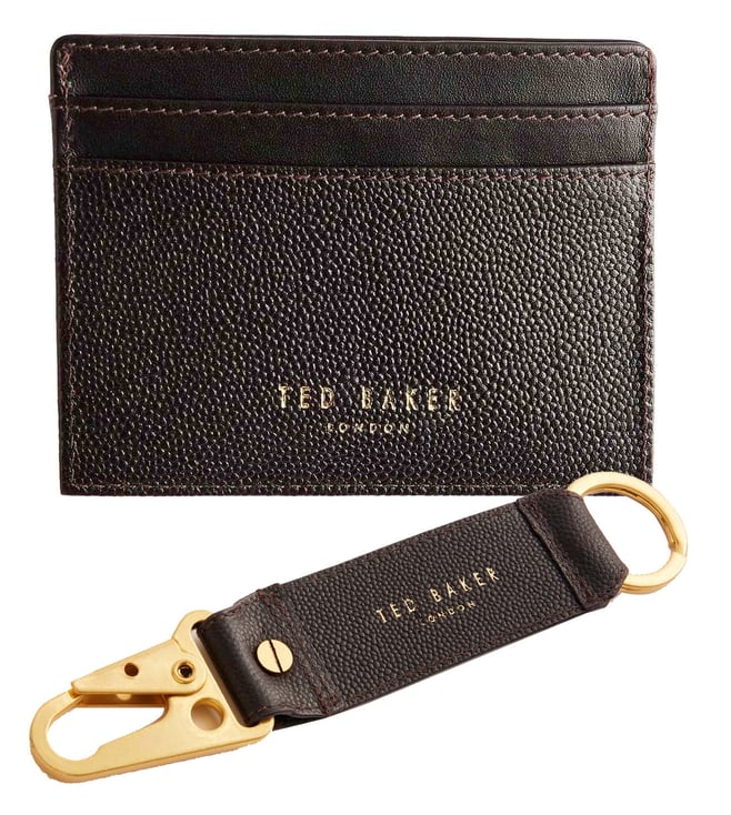 T.E.D B.A.K.E.R Brown-Chocolate Pebble Textured Card Holder Set