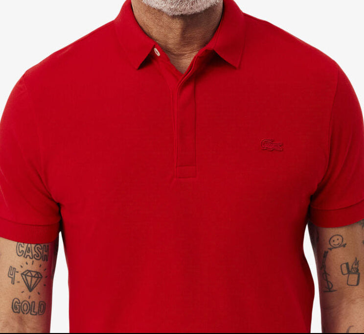 L.a.C.O.S-T.E. Classic Fit Paris Stretch Pique Polo Shirt Red