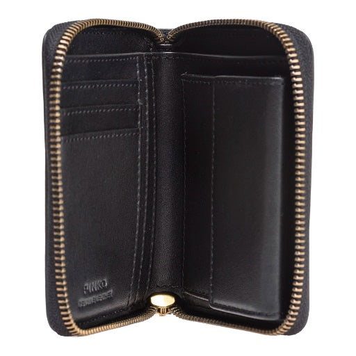 P.I.N.K.O Taylor Zip Around Calf Silk Black Wallet