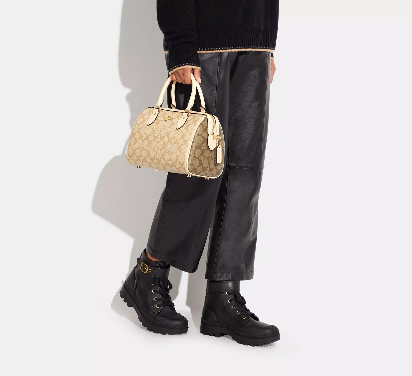 C.O.A.C.H Rowan Satchel Bag In Blocked Signature Canvas CROSSBODY