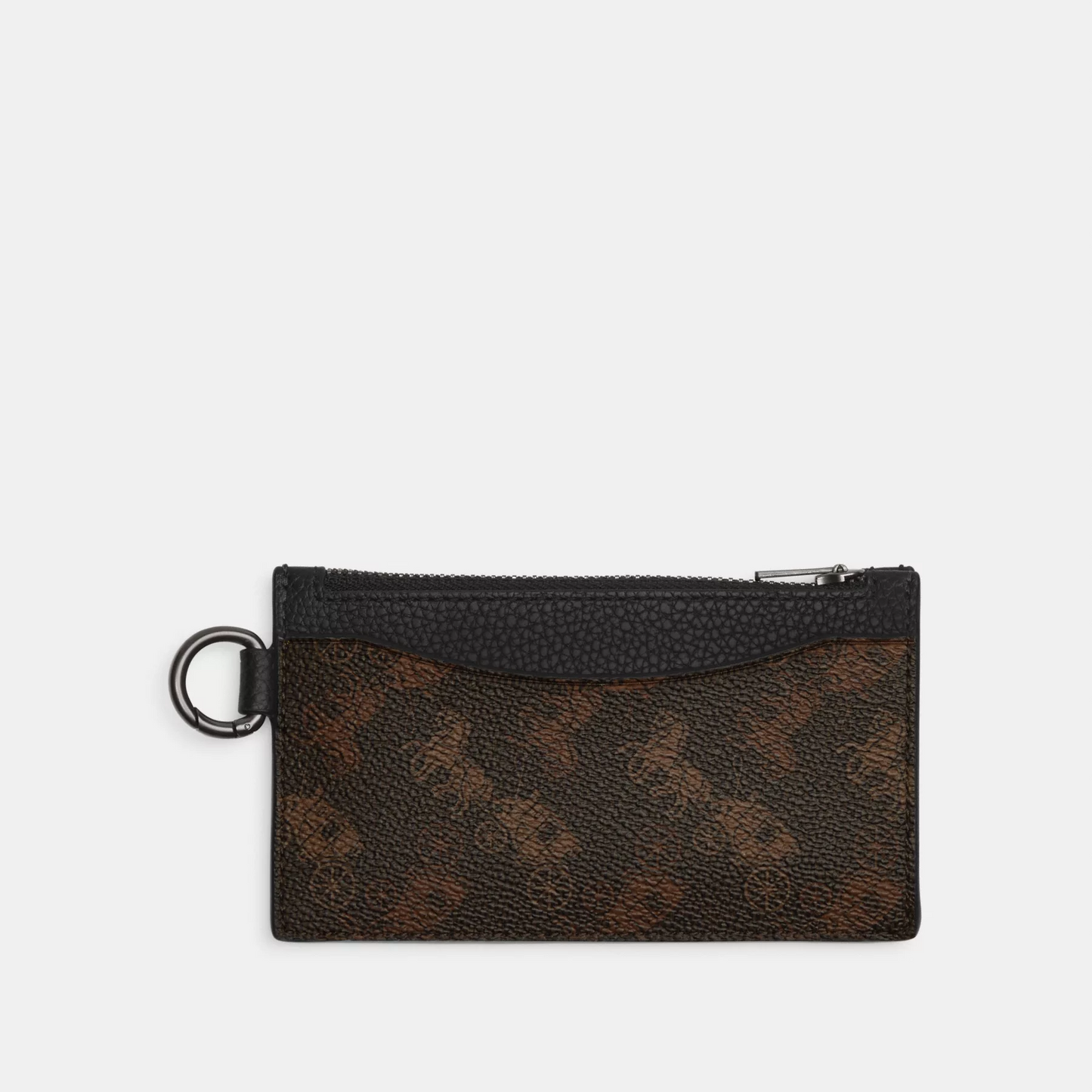 C.O.A.C.H ZIP CARD CASE WITH HORSE AND CARRIAGE PRINT