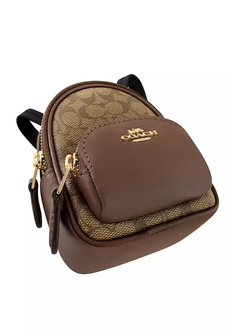 C.O.A.C.H Mini Court Backpack Bag Charm In Signature Canvas KEY CHAIN