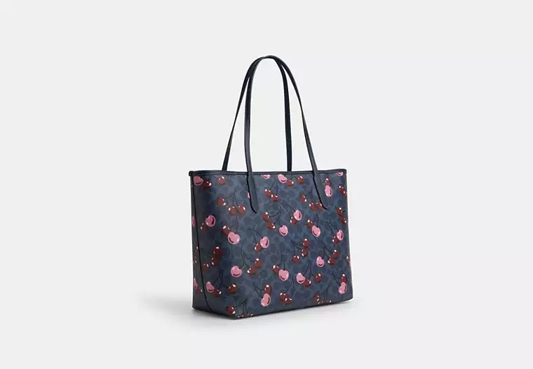 C.O.A.C.H City Tote Bag In Signature Canvas With Cherry Print