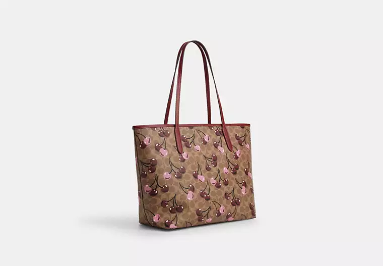 C.O.A.C.H City Tote Bag in Signature Canvas with Cherry Print