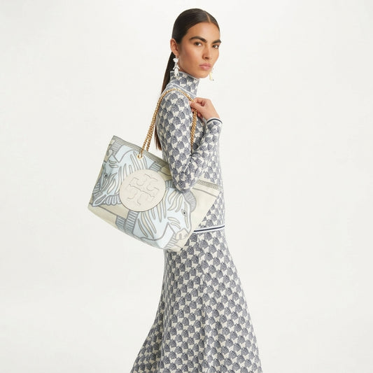 T.O.R.Y B.U.R.C.H ELLA PRINTED CHAIN TOTE BAG