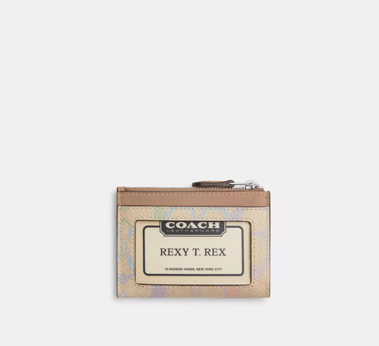 C.O.A.C.H Mini Skinny Id Case In Rainbow Signature Canvas