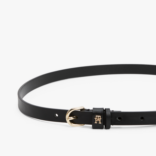 T.O.M.M.Y H.I.L.F.I.G.E.R Essential TH Monogram Leather Belt AW0AW17246 BLACK