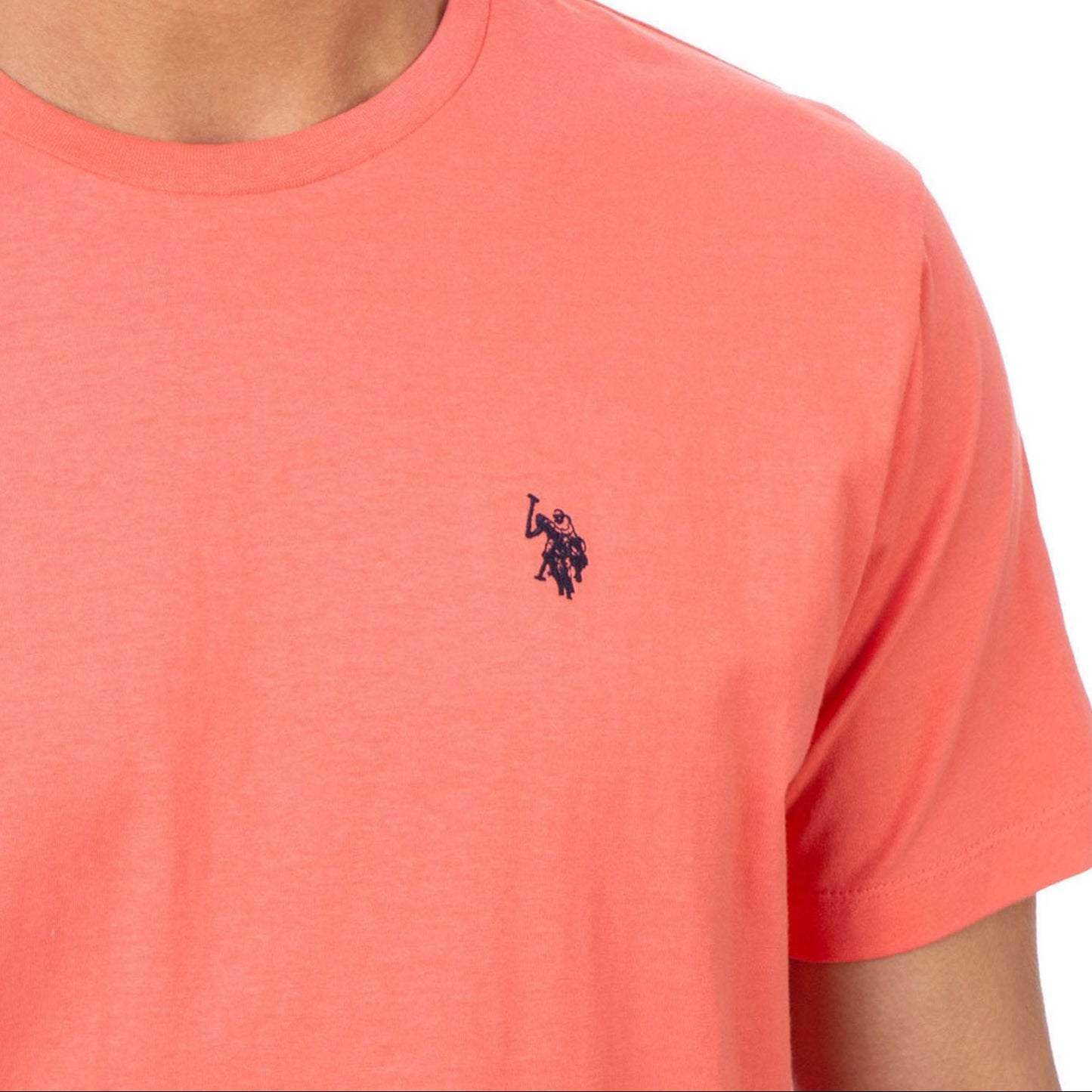 U.s P.o-L.O A.S.S.N. Men's Round Neck Short sleeve T-Shirt Tricou Coral