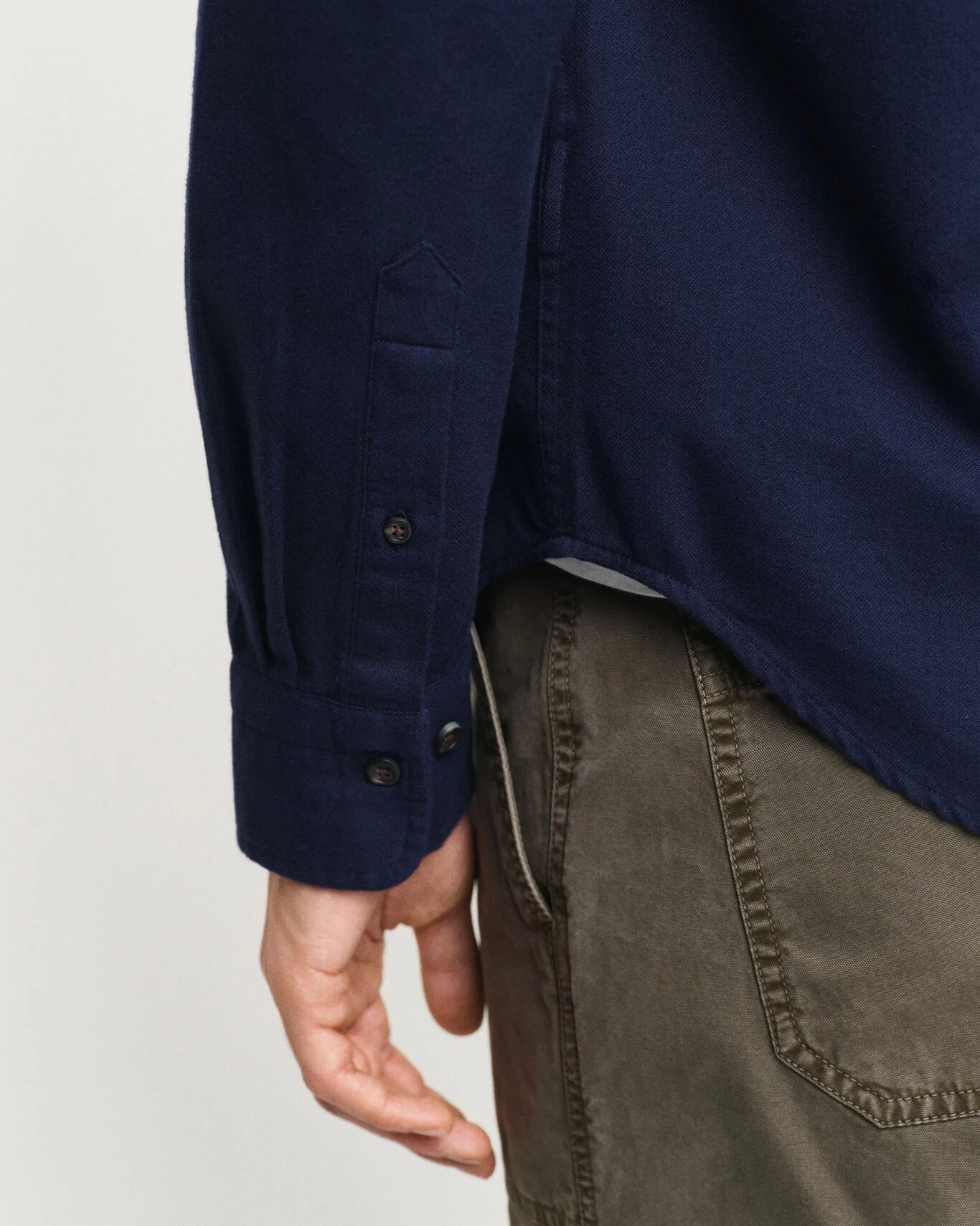 G.a-n.t Reg Herringbone Flannel Shirt blue Marine