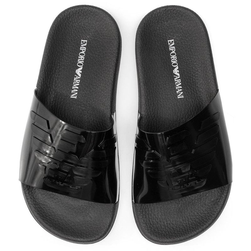 E.M.P.O.R.I.O A.R.M.A.N.I Swimwear Black Metallic Sliders
