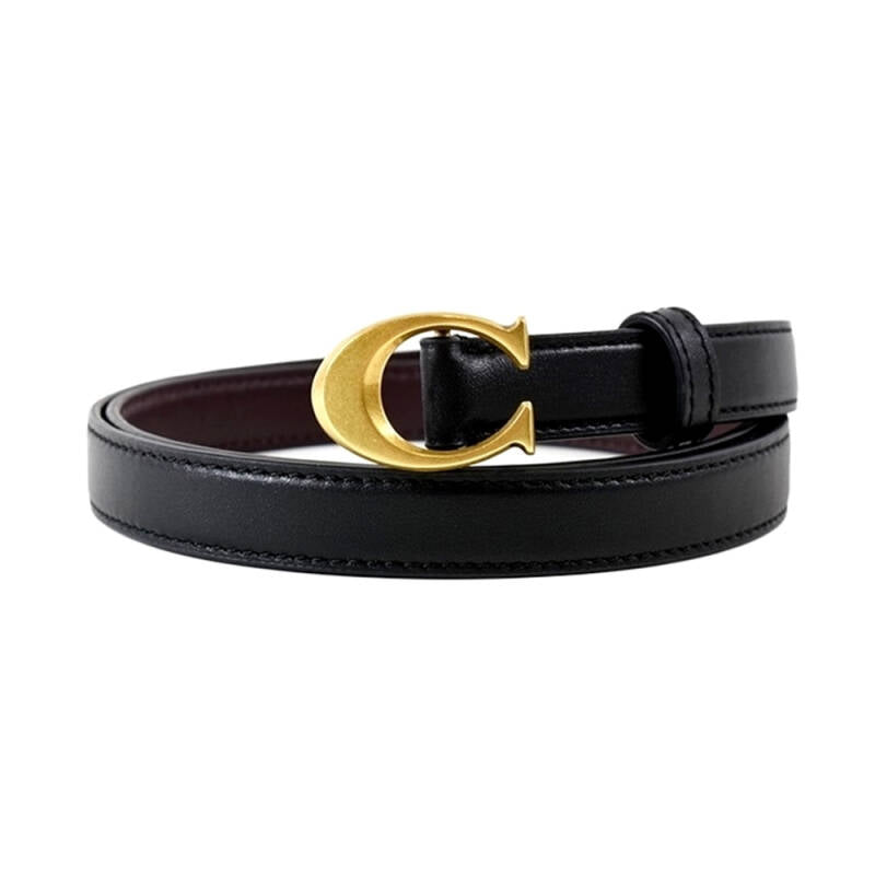 COACH Signature Golden Buckle Belt