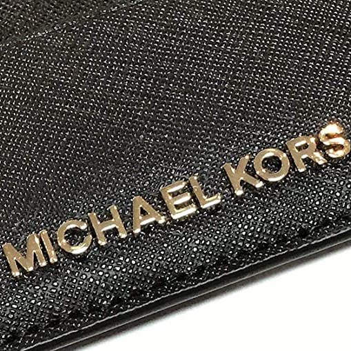 M.I.C.H.A.E.L K.O.R.S Jet Set Travel Large Leather Men's Card & ID Case in Black