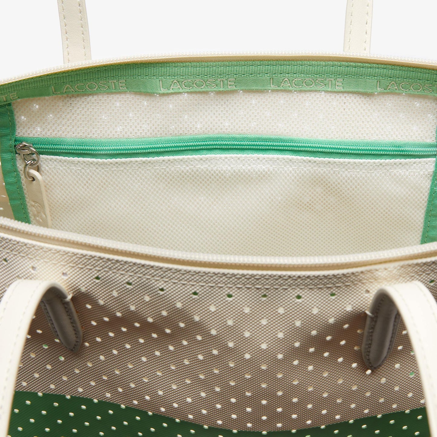 LACOSTE L.12.12 Colorblock Perforated Canvas Zip Tote Bag