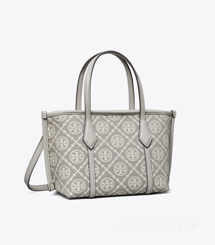T.O.R.Y B.U.R.C.H T Monogram Perry Mini Tote Bag in Grey