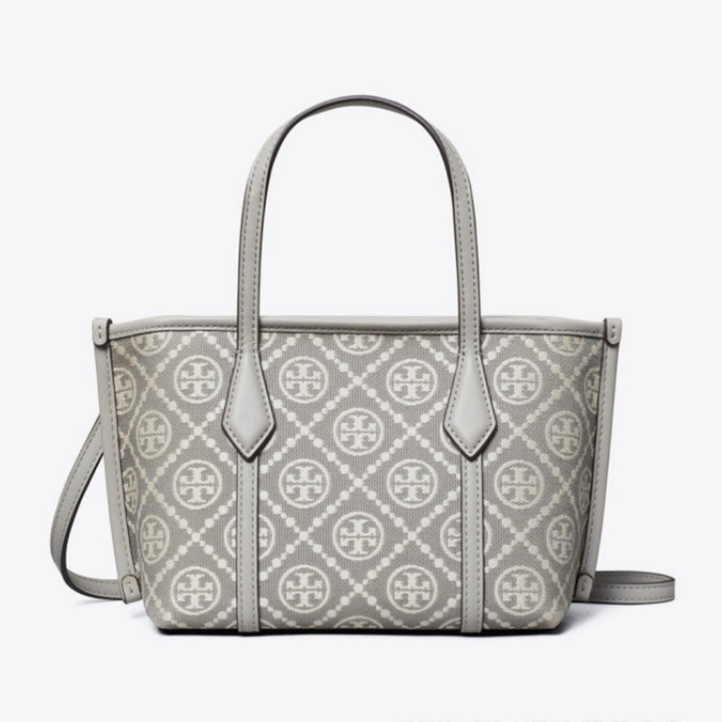 T.O.R.Y B.U.R.C.H T Monogram Perry Mini Tote Bag in Grey
