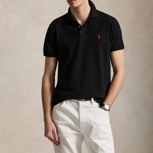 P.o-L.O R.A-L.P.H L.A.U-R.E.N The Iconic Mesh Polo Shirt Custom Slim Fit Black/Red
