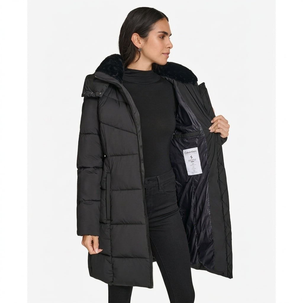 C.a.l.v.i.n K.l.e.i.n Stretch Outerwear CW433224-EBY Women's Jacket Black