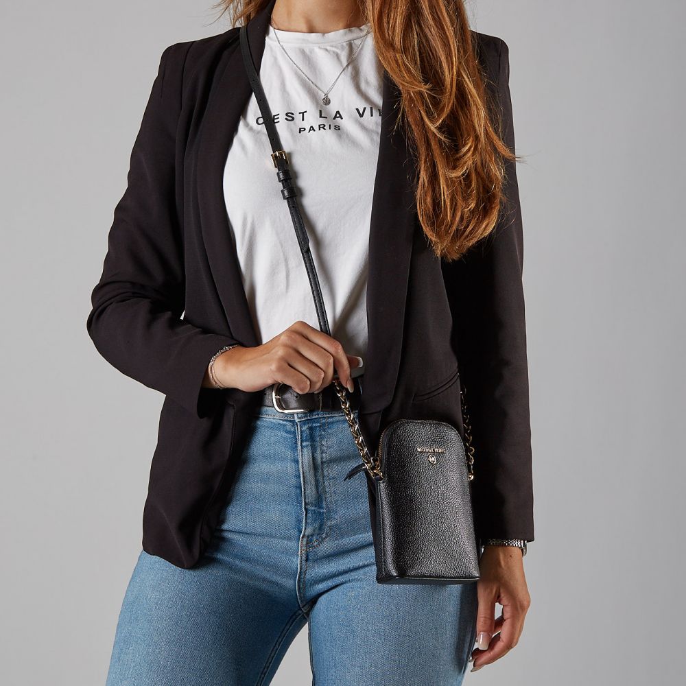 M.I.C.H.A.E.L K.O.R.S Small Pebbled Leather Smartphone Crossbody Bag