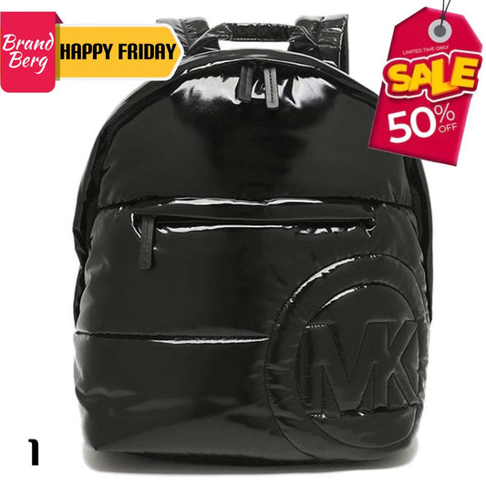 MICHAEL KORS Rae Medium Quilted Metallic Nylon Backpack In Silver