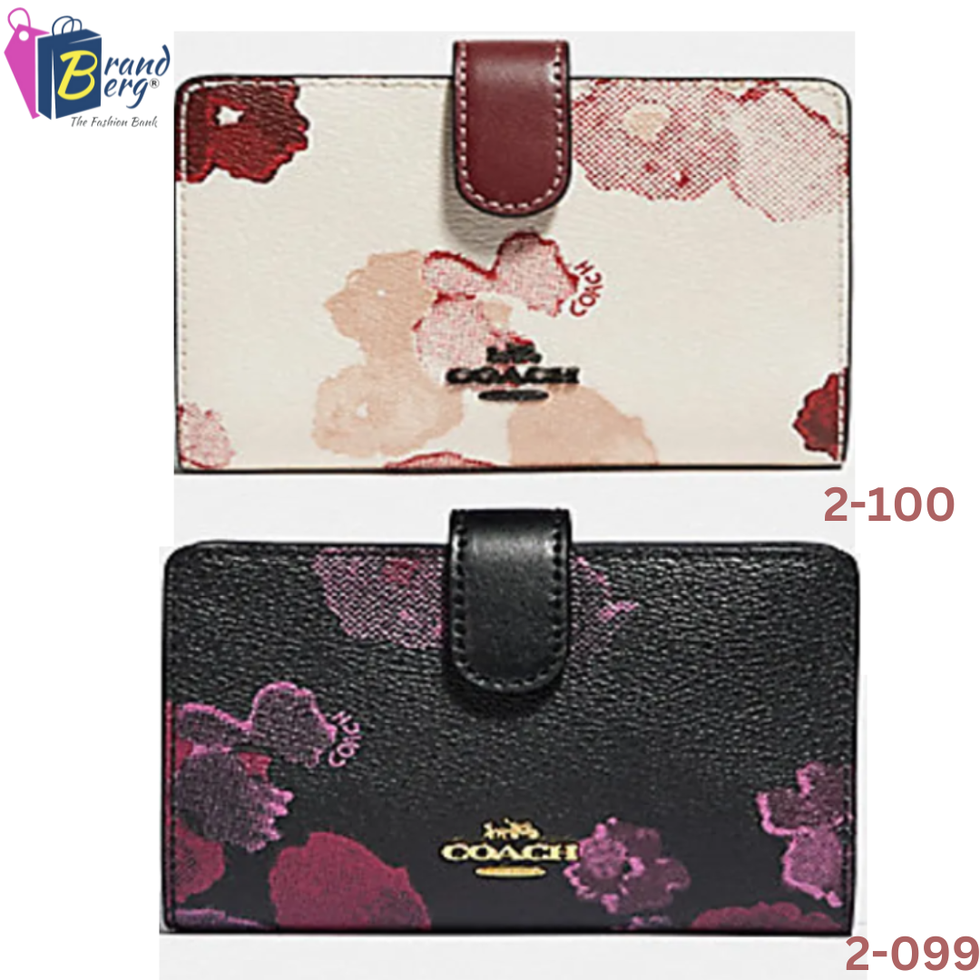 COACH Medium Corner Zip Wallet With Halftone Floral Print