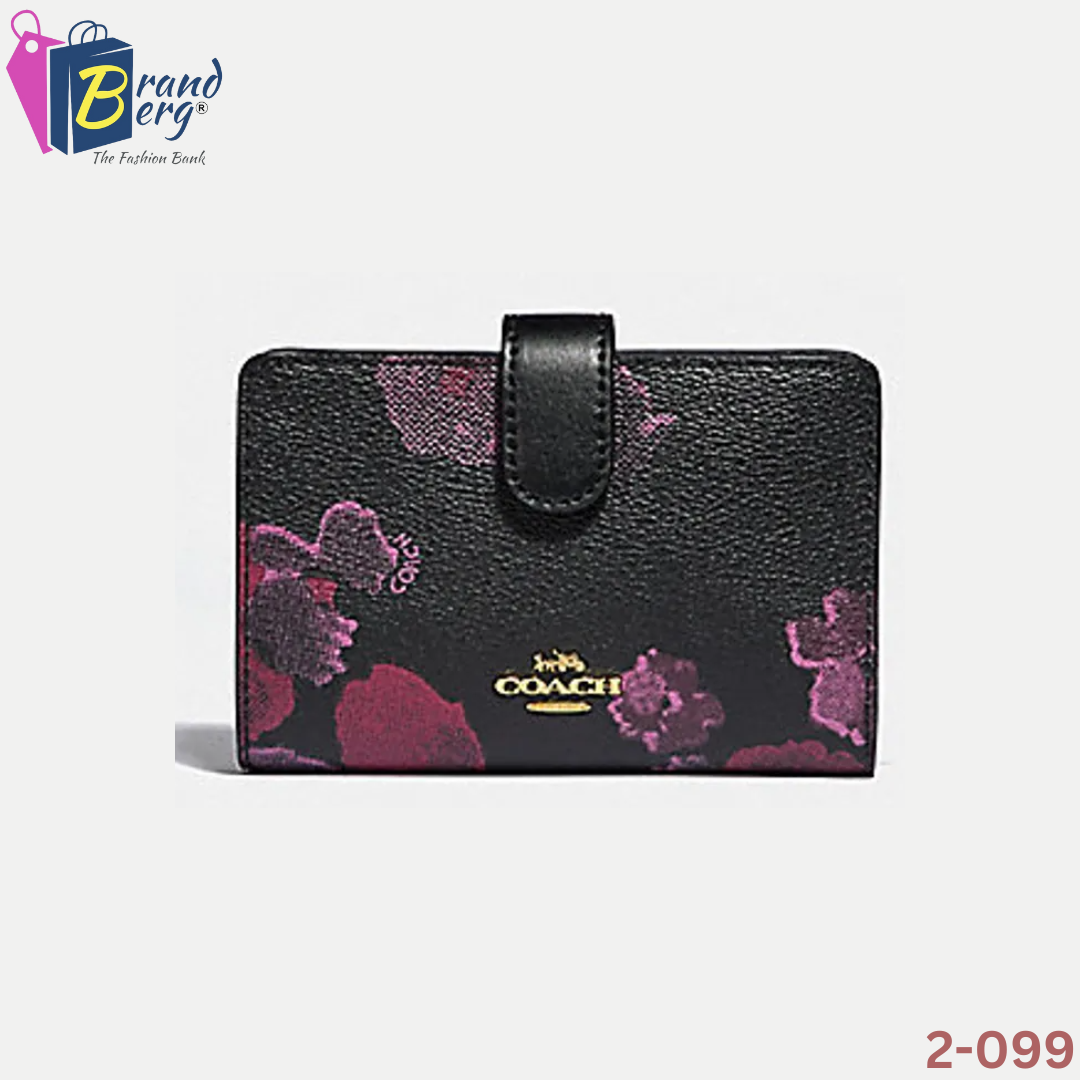 COACH Medium Corner Zip Wallet With Halftone Floral Print